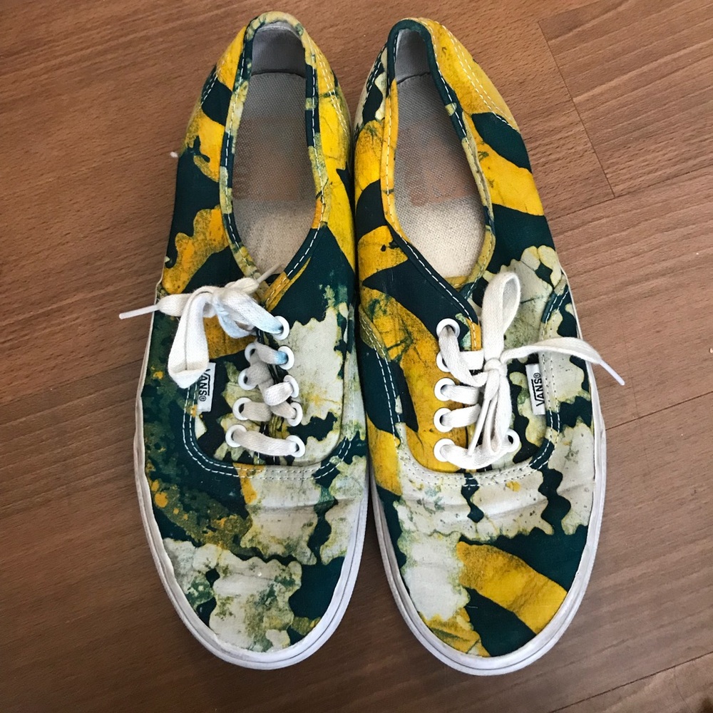 green & yellow watercolor vans